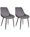 Conjunto de 2 sillas de comedor de terciopelo gris MARIBEL_905391