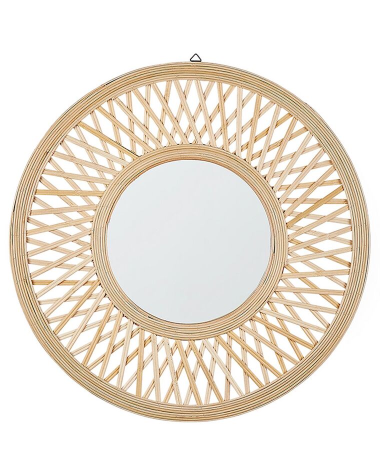 Okrúhle bambusové nástenné zrkadlo ø 60 cm zo svetlého dreva BACATA_807210