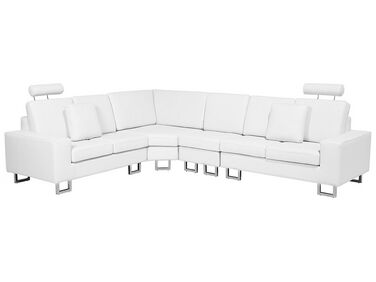 Canapé angle à droite 6 places en cuir blanc STOCKHOLM