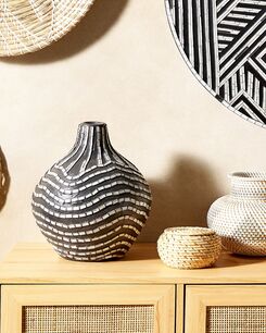 Koristemaljakko terrakotta musta/valkoinen 35 cm KUALU