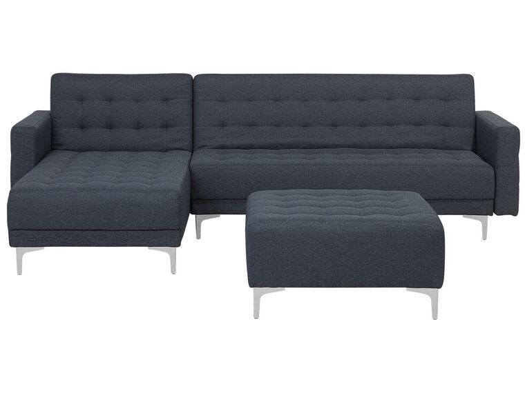 Right Hand Fabric Corner Sofa with Ottoman Dark Grey ABERDEEN _717787