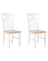 Conjunto de 2 sillas de comedor de madera de caucho clara/blanco HOUSTON_696549