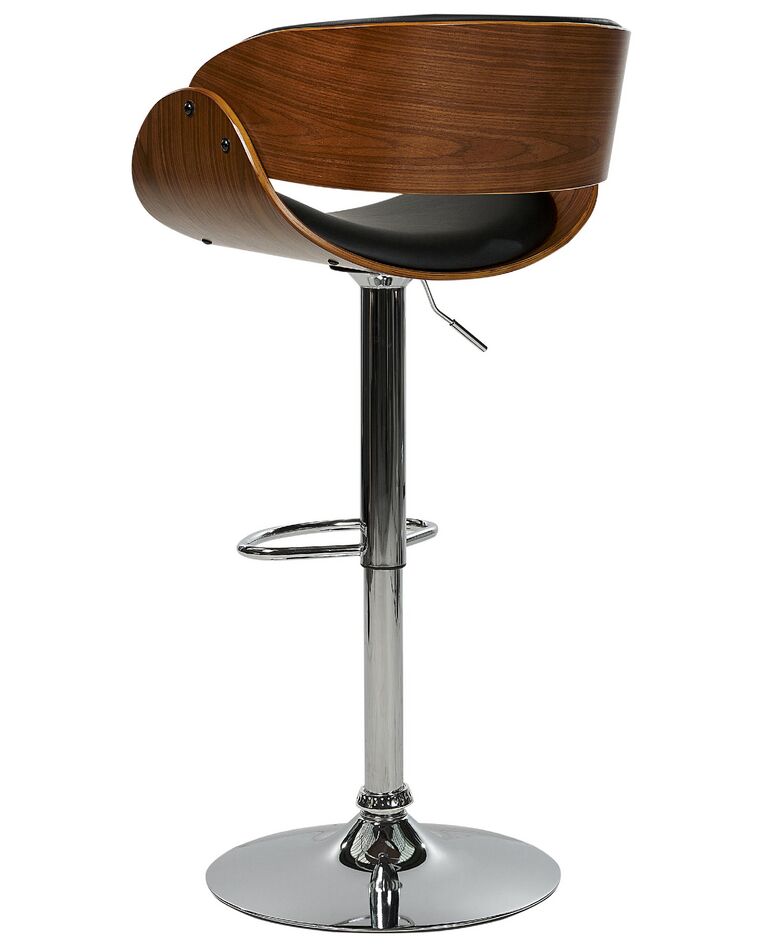 Swivel Bar Stool Dark Wood with Black BAKU Beliani.co.uk