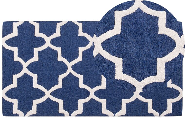Tappeto rettangolare in cotone blu 80x150 cm SILVAN_680062
