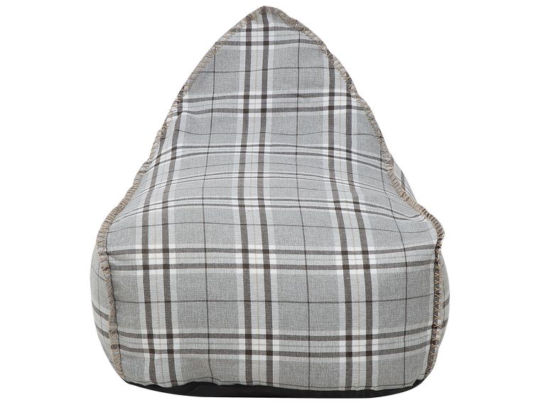 Linen Bean Bag Chair Checked Grey DROP Beliani.co.uk