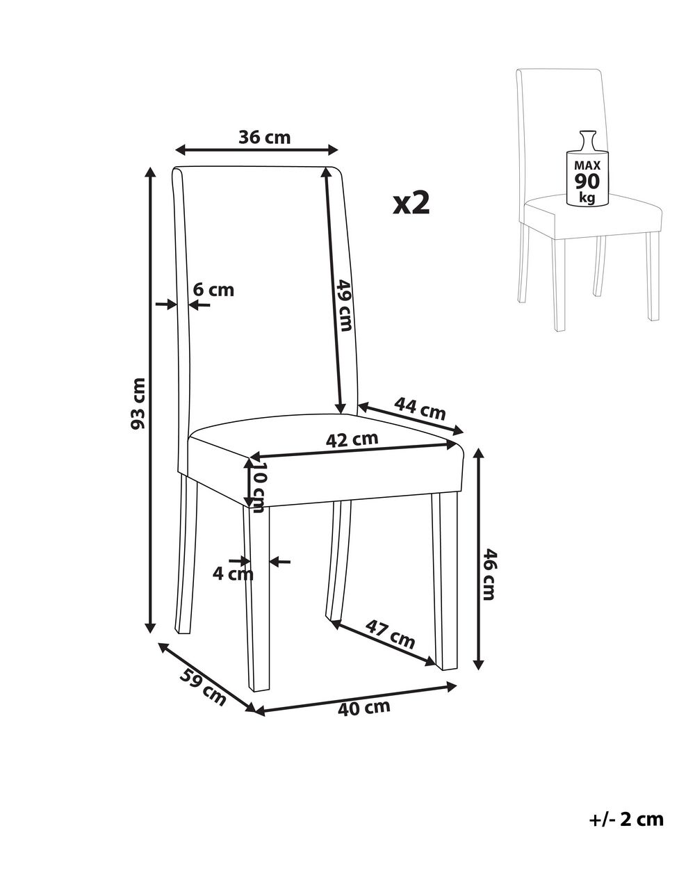 Set di 2 sedie pelle sintetica marrone e legno scuro BROADWAY 