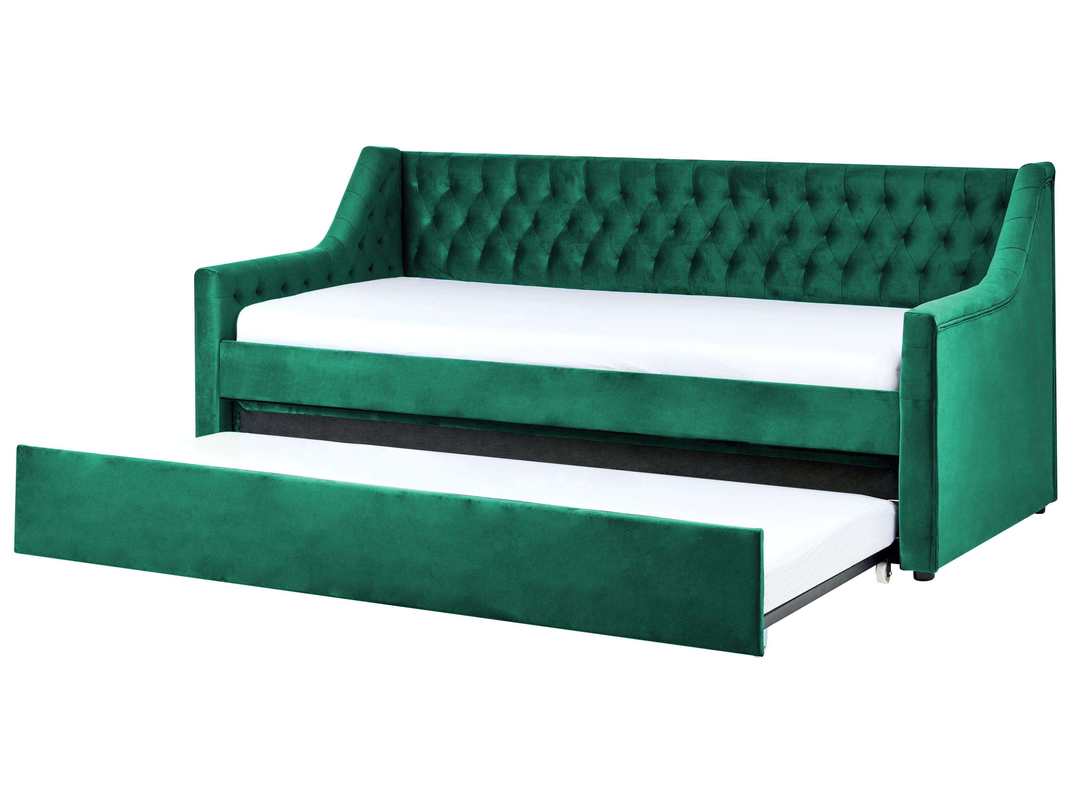 Velvet EU Single Trundle Bed Green MONTARGIS Beliani.co.uk