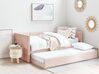Tagesbett ausziehbar Samtstoff pastellrosa Lattenrost 90 x 200 cm CHAVONNE_870781