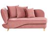 Chaise-longue à esquerda com arrumação em veludo rosa MERI II_914286