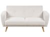 Ensemble canapés et fauteuil en tissu bouclé blanc 6 places avec pouf FLORLI_906084