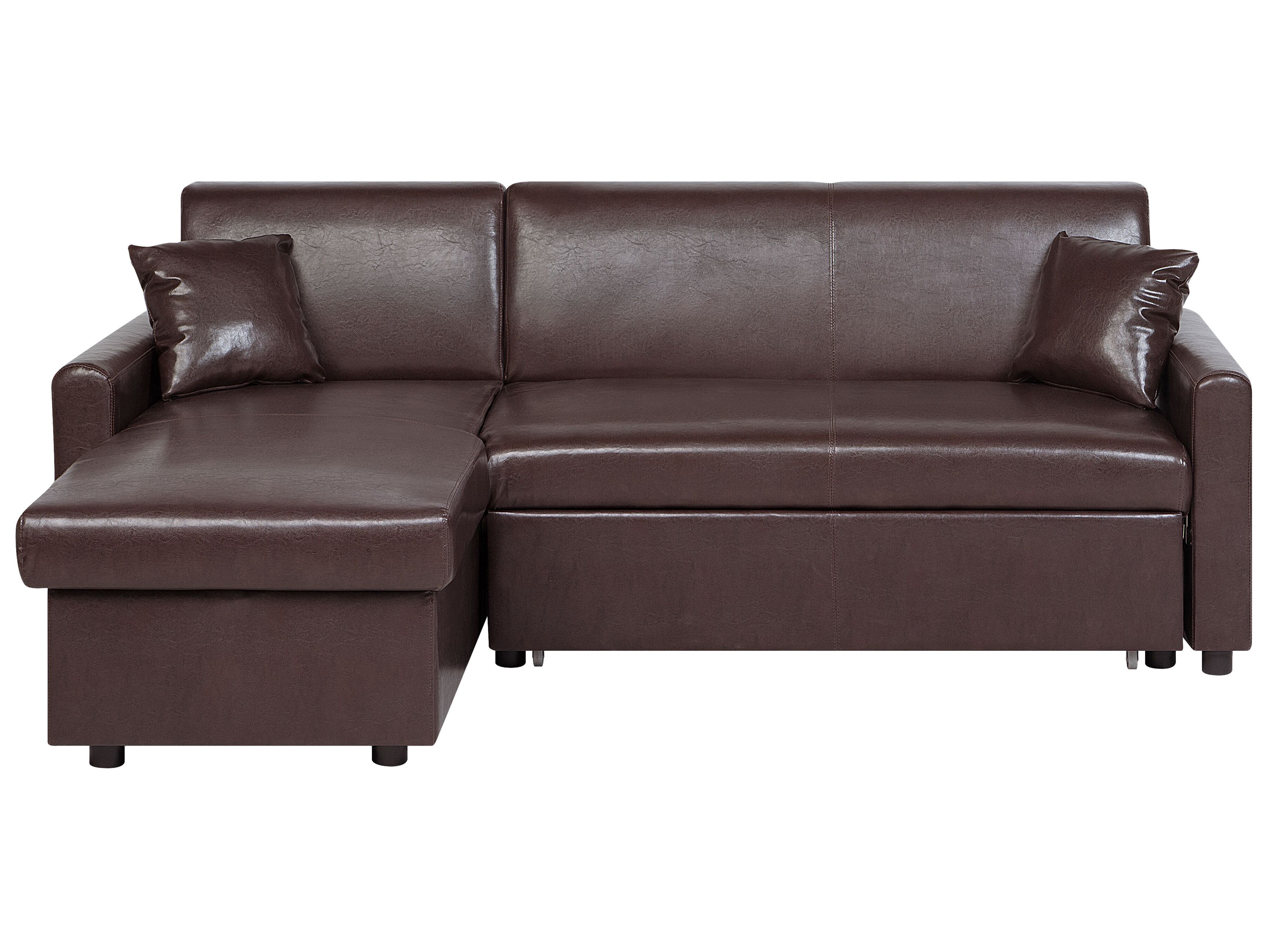 Right Hand Faux Leather Corner Sofa Bed