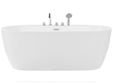 Badewanne freistehend weiß mit Armatur oval 170 x 80 cm ROTSO