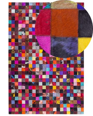 Tapis patchwork multicolore en cuir 160 x 230 cm ENNE