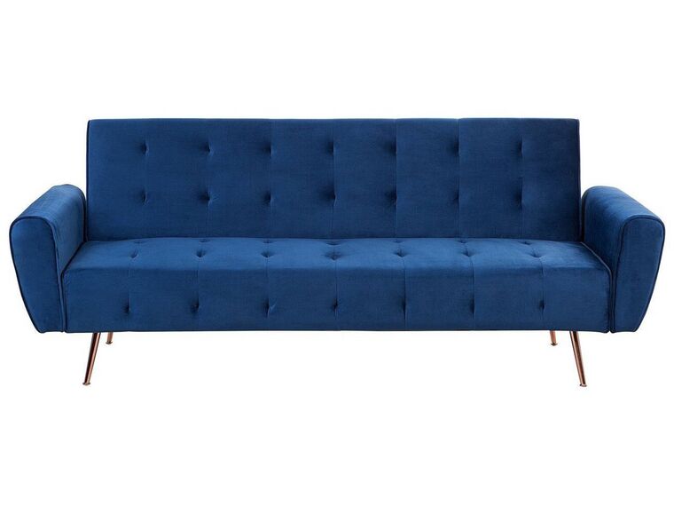 Velvet Sofa Bed Blue SELNES_729259