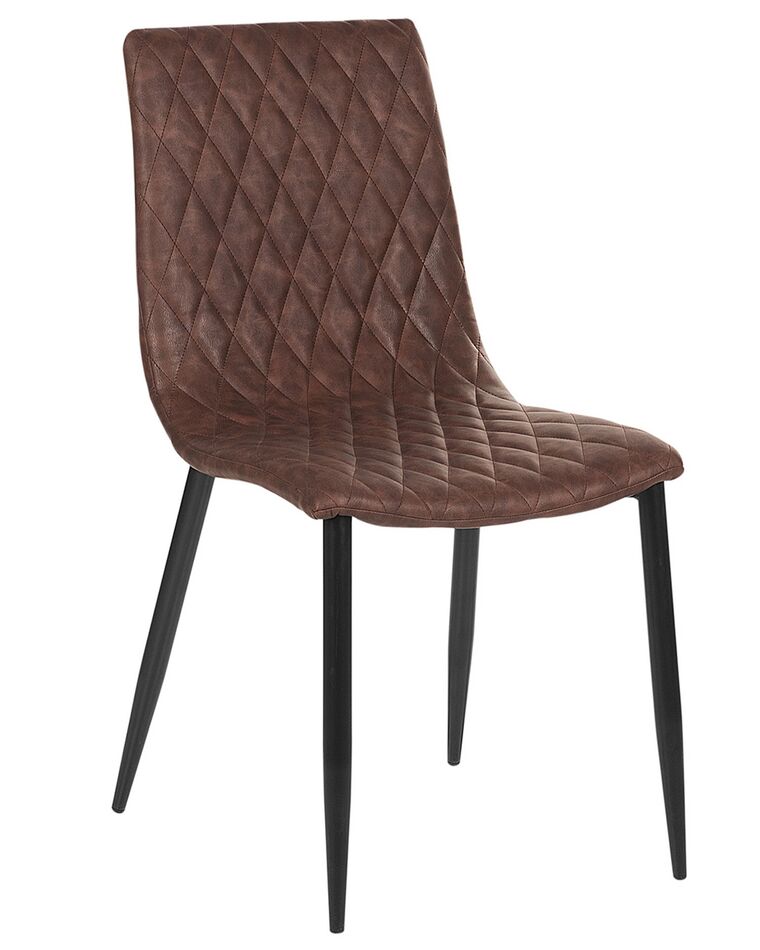 Set of 2 Dining Chairs Faux Leather Brown MONTANA Beliani.co.uk