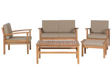 4 Seater Certified Acacia Wood Garden Lounge Set Light MANILA