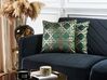 Set of 2 Cushions Geometric Pattern 45 x 45 cm Green with Gold CASSIA_813776
