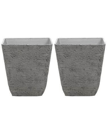 Conjunto de 2 macetas de mezcla de piedra gris oscuro 49 x 49 cm DELOS