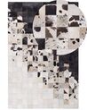 Teppich Kuhfell weiß / schwarz 140 x 200 cm Patchwork Kurzflor KEMAH_742869