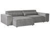 Right Hand 2 Seater Modular Fabric Corner Sofa with Ottoman Grey HELLNAR_911879