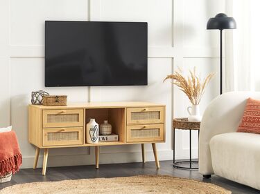 Rattan TV Stand Light Wood PEROTE