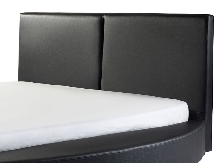 Leather EU Super King Size Bed Black LAVAL Beliani.co.uk