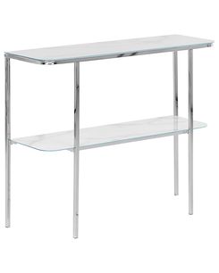 Konsolipöytä teräs marmorikuvio valkoinen/hopea CALVERT Konsolipöytä teräs marmorikuvio valkoinen/hopea CALVERT