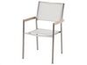 Hatszemélyes szürke gránit étkezőasztal fehér textilén székekkel GROSSETO_428029