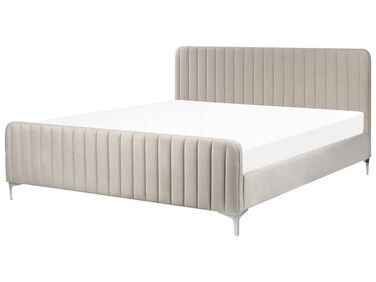 Čalúnená posteľ s roštom 180 x 200 cm zamatová sivá LUNAN