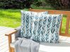 Set of 2 Outdoor Cushions Leaf Motif 45 x 45 cm White and Green LOANO_881295