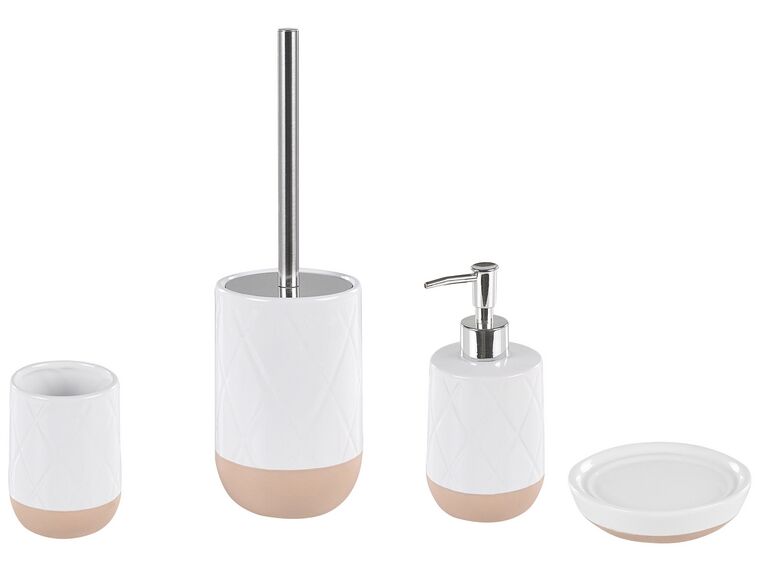 Ceramic 4-Piece Bathroom Accessories Set White LEBU_788489