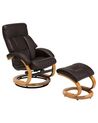 Recliner Chair with Footstool Faux Leather Brown FORCE_718215