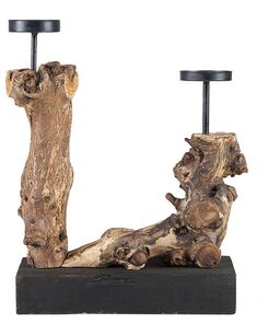 Kynttilänjalka 2-haaraa vaalea puu/musta 33 cm FLORES Kynttilänjalka 2-haaraa vaalea puu/musta 33 cm FLORES