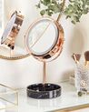 Espejo de maquillaje LED de metal/vidrio rosa dorado/negro ø 26 cm SAVOIE_848167