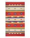 Kelim Teppich Baumwolle mehrfarbig 80 x 150 cm geometrisches Muster Kurzflor ALAPARS_869792