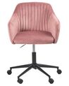 Krzesło biurowe regulowane welurowe różowe VENICE_868452
