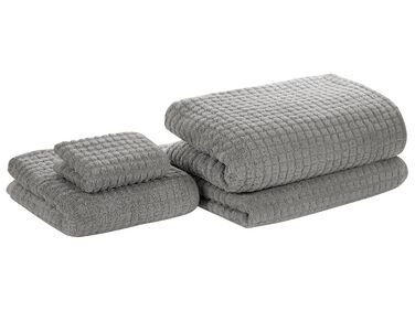 Set di 4 asciugamani in cotone grigio ATAI