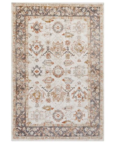 Teppich beige 200 x 300 cm orientalisches Muster Kurzflor NURNUS
