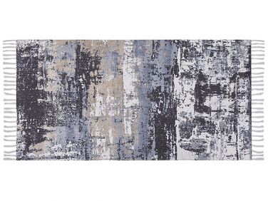 Teppich mehrfarbig 80 x 150 cm abstraktes Muster Fransen Kurzflor KONAKLI