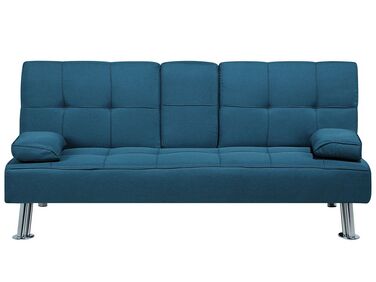 Sofá-cama de 3 lugares em tecido azul ROXEN