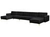 6 Seater U-Shaped Modular Velvet Sofa with Ottoman Black ABERDEEN_857408