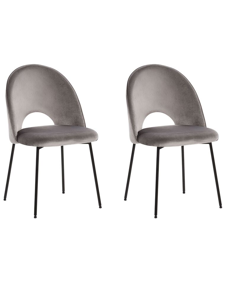 Lot de 2 chaises de salle à manger en velours gris COVELO_902281