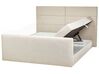 Boxspringbett Polsterbezug hellbeige mit Bettkasten hochklappbar 180 x 200 cm ARISTOCRAT_873770