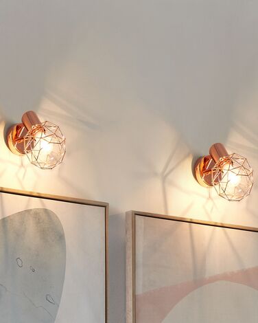 Set of 2 Metal Spotlight Lamps Copper CHENAB