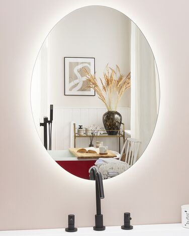 Speil med LED belysning oval 60 x 80 cm MAZILLE