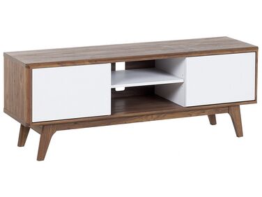 TV Stand Dark Wood with White ROCHESTER