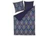 Cotton Sateen Duvet Cover Set Oriental Pattern 155 x 220 cm Dark Blue MADRONA_811440