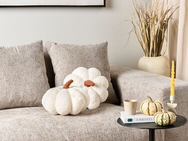 Set of 2 Boucle Cushions Pumpkin ⌀ 28 cm White MUNCHKIN