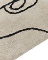 Teppich Baumwolle beige / schwarz 140 x 200 cm Gesichtsmotiv Kurzflor NURU_840017