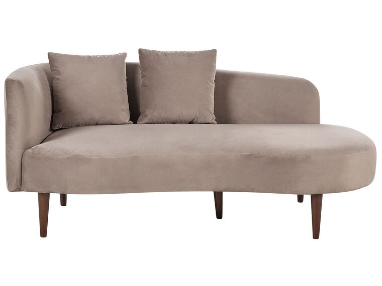 Chaise longue fluweel taupe linkszijdig CHAUMONT_880793